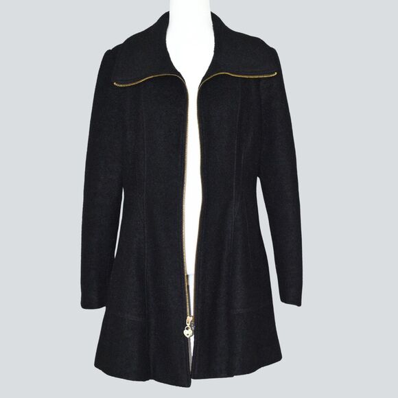 GUESS Women's Wool-Blend Black A-line Fit Swing/Trench Coat Size XL - Picture 2 of 10
